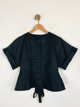 Load image into Gallery viewer, Edun Women's Crop Ruched Blouse | M UK10-12 | Blue