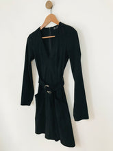 Load image into Gallery viewer, Zara Women's Faux Suede Long Sleeve A-Line Dress | XS UK6-8 | Black