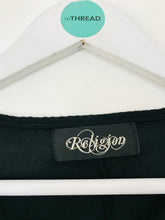 Load image into Gallery viewer, Religion Women’s Asymmetrical V-Neck Beaded Shirt | 2 UK10 | Black