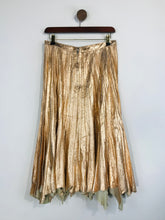 Load image into Gallery viewer, Manoush Women's Leather Pleated Midi A-Line Skirt | UK12 | Yellow