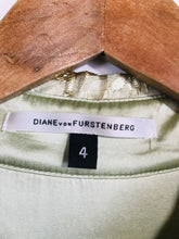 Load image into Gallery viewer, Diane von Furstenberg Women's Floral Metallic Shirt Dress | US4 UK8 | Green