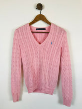 Load image into Gallery viewer, Ralph Lauren Women's Cotton V-Neck Cable Knit Jumper | S UK8 | Pink