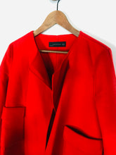 Load image into Gallery viewer, Zara Women's Smart Collarless Overcoat Coat | M UK10-12 | Red
