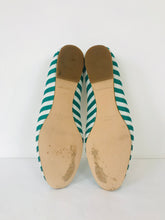 Load image into Gallery viewer, L.K. Bennett Women’s Slip On Stripe Ballet Pump Flats | UK6 EU39 | Green