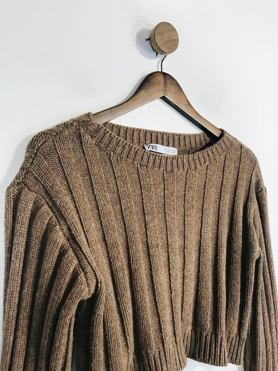 Zara Women's Crop Knit Jumper S UK8 Brown – ReThread