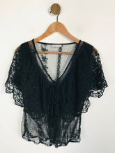 Load image into Gallery viewer, Topshop Women's Lace Ruffle Blouse | M UK10-12 | Black