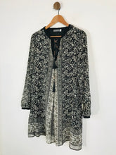 Load image into Gallery viewer, Mint Velvet Women's Silk Paisley Tassel Shift Dress | UK12 | Black