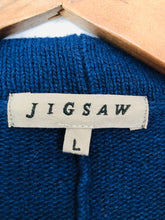 Load image into Gallery viewer, Jigsaw Women's Zip Up Oversized Collar Cardigan | L UK14 | Blue
