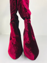 Load image into Gallery viewer, Office Women's Velvet Over Knee Boots | UK4 | Red
