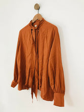 Load image into Gallery viewer, Phase Eight Women's Long Sleeve Tie Neck Blouse | UK8 | Brown