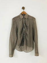 Load image into Gallery viewer, Boss Hugo Boss Women’s Ruched Button-Up Shirt | UK12 | Brown