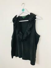 Load image into Gallery viewer, Ralph Lauren Women’s Sleeveless V-Neck Ruffle Tank Top | L | Black