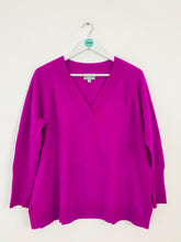 Load image into Gallery viewer, Pure Collection Women’s Cashmere Knit V-Neck Jumper | UK14 | Purple
