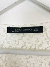 Load image into Gallery viewer, Zara Women’s Floral Lace Flare Sleeve Top Blouse | M | White