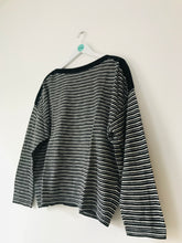 Load image into Gallery viewer, AllSaints Women’s Striped Wide Neck Long Sleeve Shirt | S UK8 | Black White