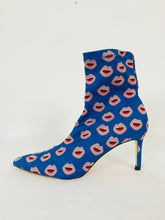 Load image into Gallery viewer, Zara Women’s Printed Mouth Sock Boot Heels | 38 UK5 | Blue