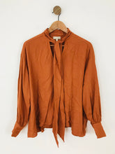 Load image into Gallery viewer, Phase Eight Women's Long Sleeve Tie Neck Blouse | UK8 | Brown