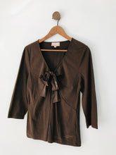 Load image into Gallery viewer, Fenn Wright Manson Women's V Neck Gathered Front Jersey Blouse  | UK16 | Brown