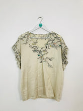Load image into Gallery viewer, Rutzou Women’s Silk Blend Ruffle Sleeve Blouse | 38 UK10 | Beige