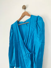 Load image into Gallery viewer, & Other Stories Women’s Puff Sleeve Wrap Blouse | UK8 | Blue