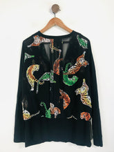 Load image into Gallery viewer, Biba Women's Animal Print Pleated Blouse | UK18 | Black