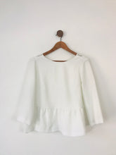 Load image into Gallery viewer, Sezane Women’s Peplum Crochet Blouse | 38 UK10 | White
