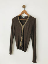 Load image into Gallery viewer, Jigsaw Women's Lace Trimmed Cardigan | L UK14 | Brown