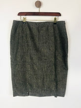 Load image into Gallery viewer, Ronit Zilkha Women's Wool Check Gingham Pencil Skirt | UK14 | Grey