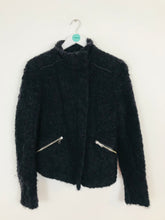 Load image into Gallery viewer, Whistles Women’s Faux Fur Knitted Bomber Biker Jacket | UK10 | Black