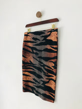 Load image into Gallery viewer, Alexander McQueen Women’s Tiger Print Pencil Skirt | M UK10-12 | Brown Black