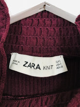 Load image into Gallery viewer, Zara Womens Rib Polo Turtle Neck Knit Top | EU S UK8 | Burgundy Red