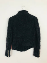 Load image into Gallery viewer, Whistles Women’s Faux Fur Knitted Bomber Biker Jacket | UK10 | Black