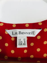Load image into Gallery viewer, LK Bennett Women's Silk Polka Dot Blouse | UK12 | Red