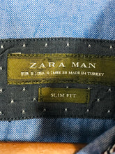 Load image into Gallery viewer, Zara Men's Cotton Long Sleeve Button-Up Shirt | S | Blue