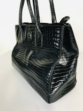 Load image into Gallery viewer, Osprey Women's Leather Croc Shoulder Bag | M UK10-12 | Black