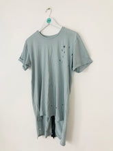 Load image into Gallery viewer, Zara Men’s Distressed Oversized Step Hem T-Shirt | S | Blue Grey
