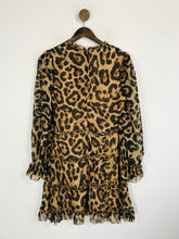 Load image into Gallery viewer, Quiz Women's Leopard Print Ruffle A-Line Dress | UK10 | Brown