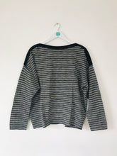 Load image into Gallery viewer, AllSaints Women’s Striped Wide Neck Long Sleeve Shirt | S UK8 | Black White