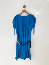 Load image into Gallery viewer, Marc Cain Women’s Gathered Shoulder Shift Dress | UK12 | Blue
