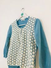 Load image into Gallery viewer, Marilyn Moore Women’s 100% Cashmere Floral Cardigan | UK14 | Blue White