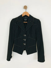 Load image into Gallery viewer, Bebe Women’s Pinstripe Fitted Suit Jacket | 2 UK6 | Black