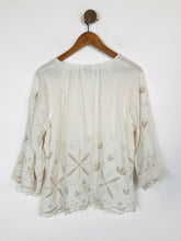 Load image into Gallery viewer, Wrap Women's Linen Floral Blouse | UK14 | White