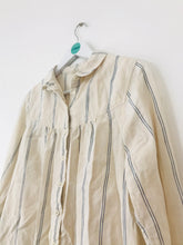 Load image into Gallery viewer, Fat Face Women’s Striped Button Down Shirt | UK12 | White