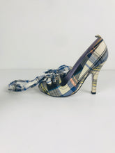 Load image into Gallery viewer, Irregular Choice Women's Check Bow Heels | EU38 UK5 | Blue
