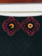 Load image into Gallery viewer, Ronit Zilkha Women's Striped Embroidered A-Line Skirt | UK12 | Black