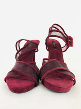 Load image into Gallery viewer, Zara Women’s Mesh Strap Sandal Heels | 38 UK5 | Burgundy Red