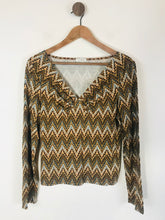 Load image into Gallery viewer, Planet Women's Long Sleeve V-Neck T-Shirt | L UK14 | Brown