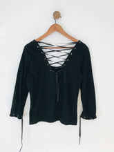 Load image into Gallery viewer, Ted Baker Women's Lace Up 3/4 Length Sleeve T-Shirt | L UK14 | Black