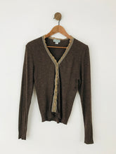 Load image into Gallery viewer, Jigsaw Women's Lace Trimmed Cardigan | L UK14 | Brown