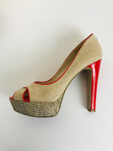 Load image into Gallery viewer, Nine West Women's Heeled Peep Toe Heels | 8W | Beige